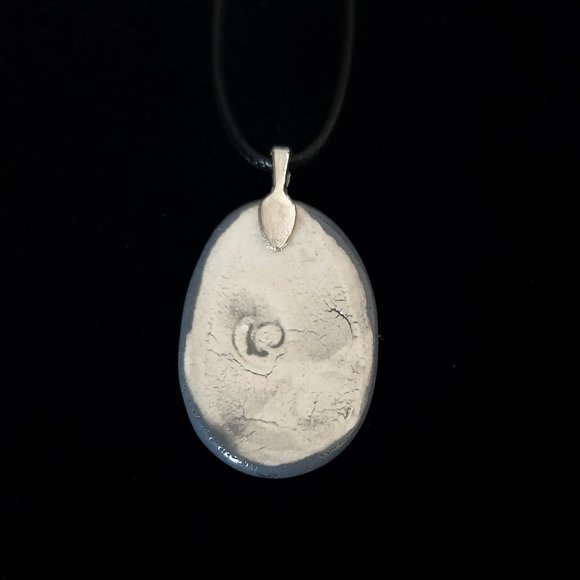 Handmade Ceramic Grey Skull Cameo Pendant Necklace - Picture 10 of 15